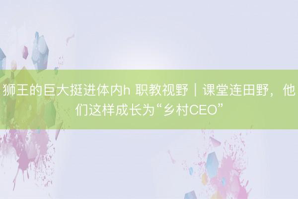 狮王的巨大挺进体内h 职教视野｜课堂连田野，他们这样成长为“乡村CEO”