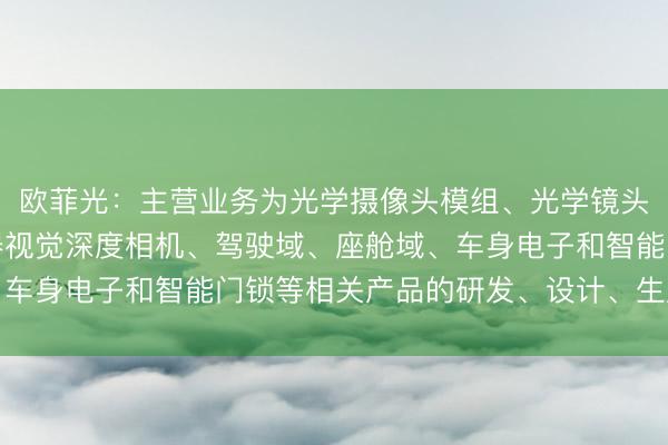 欧菲光：主营业务为光学摄像头模组、光学镜头、指纹识别模组、机器视觉深度相机、驾驶域、座舱域、车身电子和智能门锁等相关产品的研发、设计、生产和销售