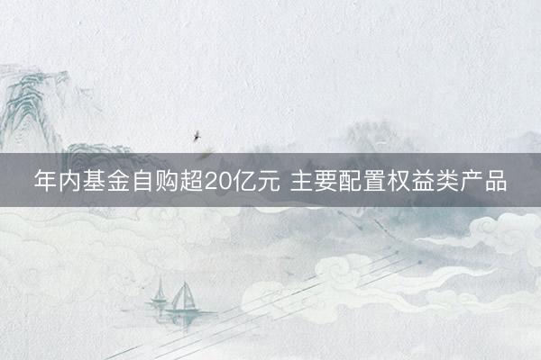 年内基金自购超20亿元 主要配置权益类产品