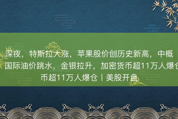 深夜，特斯拉大涨，苹果股价创历史新高，中概股多数走低！国际油价跳水，金银拉升，加密货币超11万人爆仓丨美股开盘
