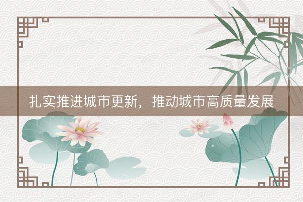 扎实推进城市更新，推动城市高质量发展