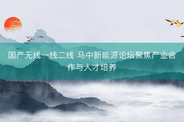 国产无线一线二线 马中新能源论坛聚焦产业合作与人才培养