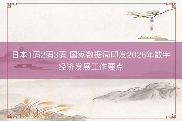 日本1码2码3码 国家数据局印发2026年数字经济发展工作要点