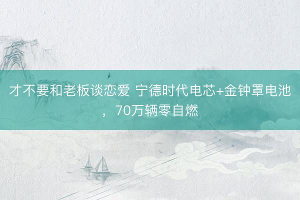 才不要和老板谈恋爱 宁德时代电芯+金钟罩电池，70万辆零自燃