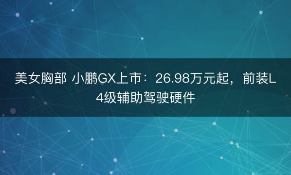 美女胸部 小鹏GX上市：26.98万元起，前装L4级辅助驾驶硬件