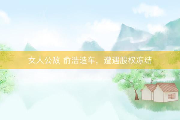 女人公敌 俞浩造车,遭遇股权冻结