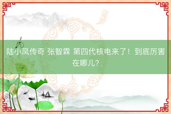陆小凤传奇 张智霖 第四代核电来了！到底厉害在哪儿？