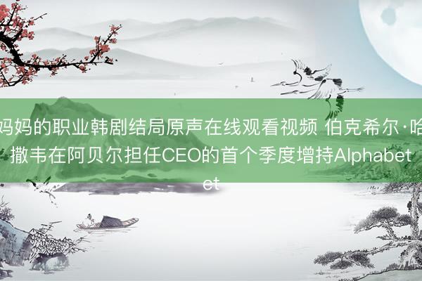 妈妈的职业韩剧结局原声在线观看视频 伯克希尔·哈撒韦在阿贝尔担任CEO的首个季度增持Alphabet