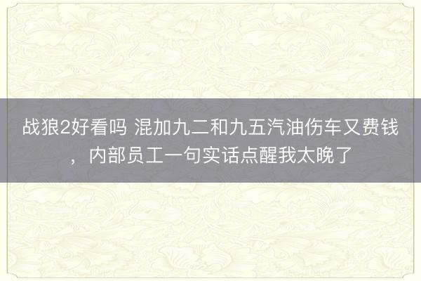 战狼2好看吗 混加九二和九五汽油伤车又费钱，内部员工一句实话点醒我太晚了
