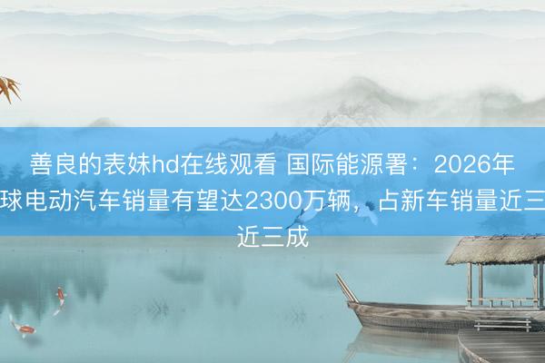 善良的表妹hd在线观看 国际能源署：2026年全球电动汽车销量有望达2300万辆，占新车销量近三成