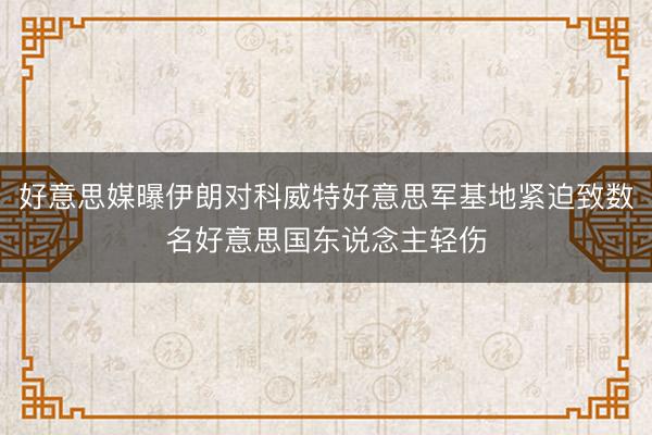 好意思媒曝伊朗对科威特好意思军基地紧迫致数名好意思国东说念主轻伤