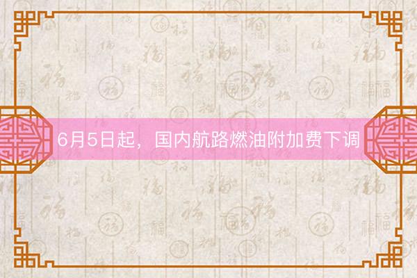 6月5日起，国内航路燃油附加费下调