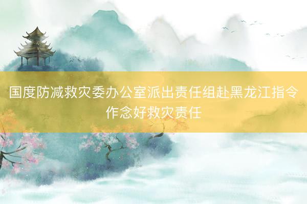 国度防减救灾委办公室派出责任组赴黑龙江指令作念好救灾责任