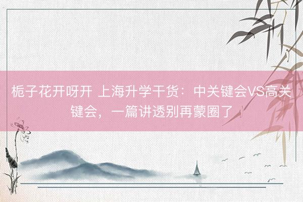 栀子花开呀开 上海升学干货：中关键会VS高关键会，一篇讲透别再蒙圈了