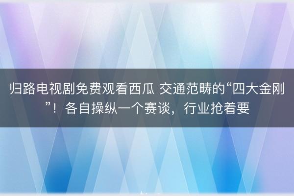 归路电视剧免费观看西瓜 交通范畴的“四大金刚”！各自操纵一个赛谈，行业抢着要