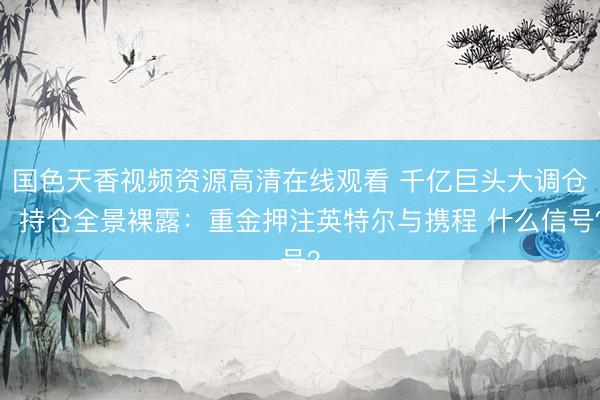 国色天香视频资源高清在线观看 千亿巨头大调仓！持仓全景裸露：重金押注英特尔与携程 什么信号？