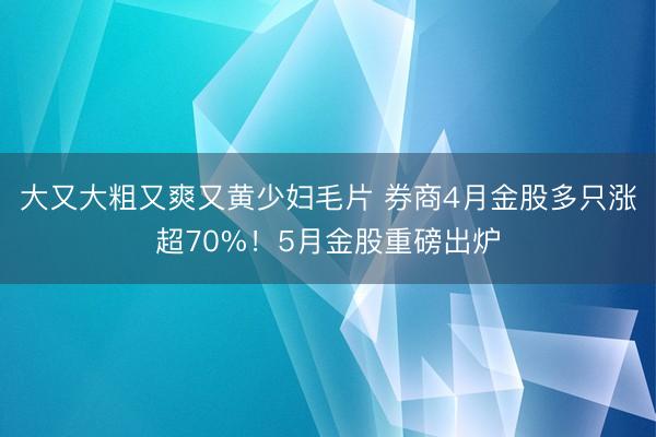 大又大粗又爽又黄少妇毛片 券商4月金股多只涨超70%!5月金股重磅出炉
