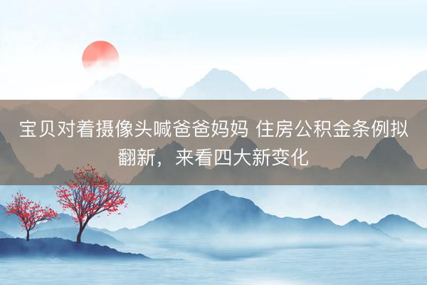 宝贝对着摄像头喊爸爸妈妈 住房公积金条例拟翻新，来看四大新变化
