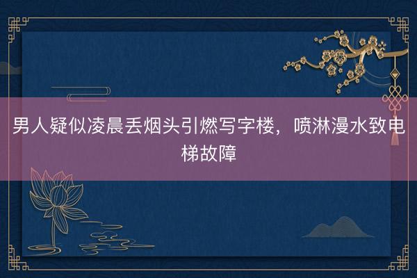 男人疑似凌晨丢烟头引燃写字楼,喷淋漫水致电梯故障